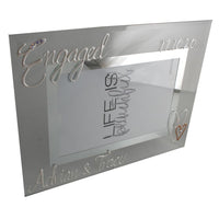 Personalised Gift Engagement Photo Frame: Land Pearl with Crystals