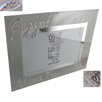 Personalised Engaged Photo Frame Land Pearl with Crystals
