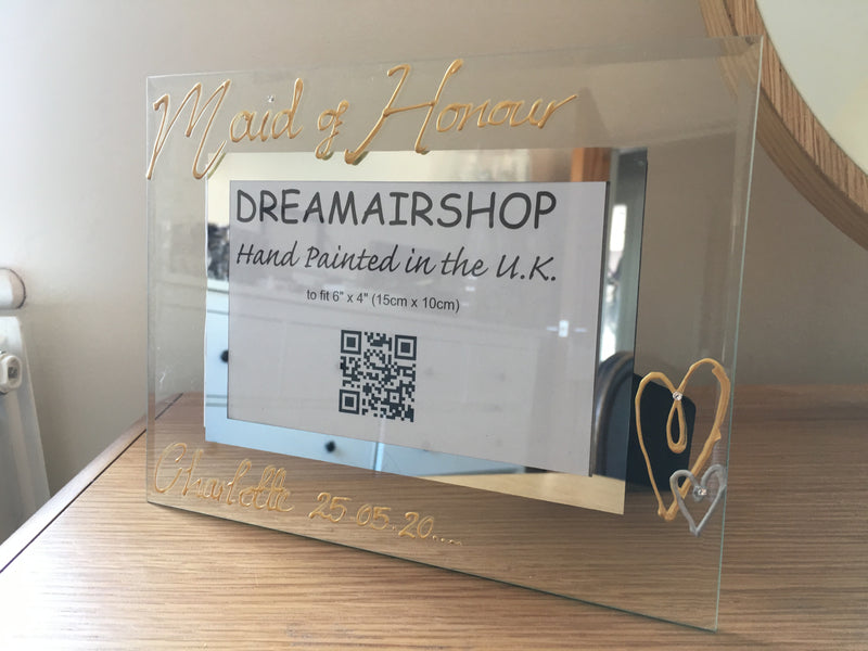 Personalised Maid of Honour Photo: Frame Land (Gold) with Crystals