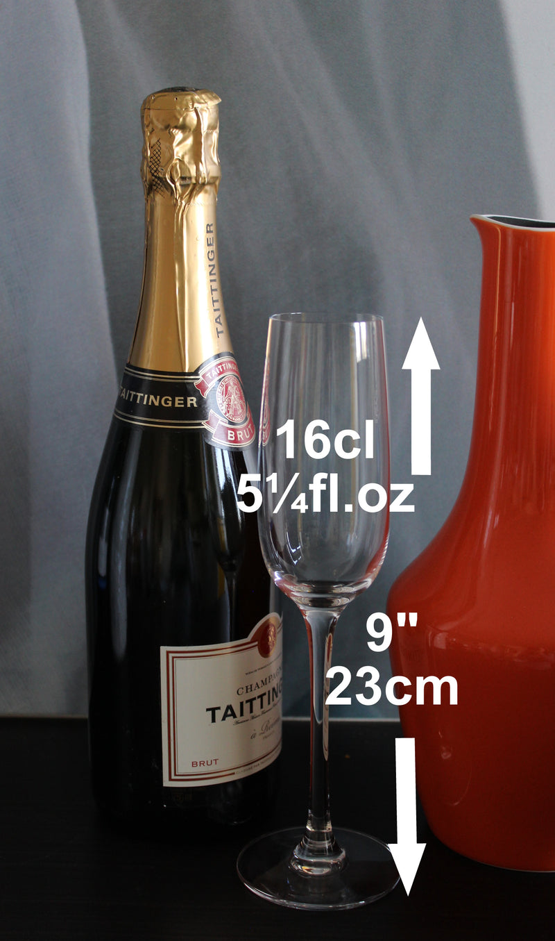 Personalised Champagne Flute Glass: with Crystals (Silver)