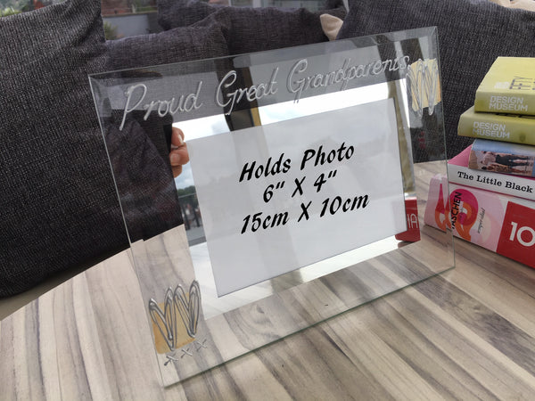 Proud Great Grandparents Photo Frame: Land (Coffee/Silver)