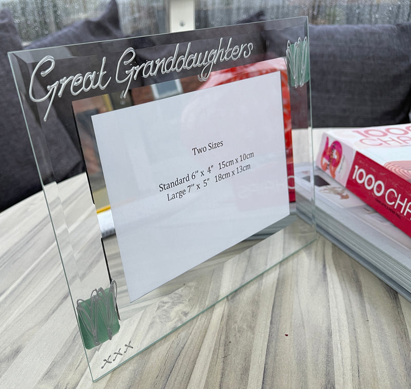 Hand Painted Great Granddaughters Picture Photo Frame: Landscape Pink heart