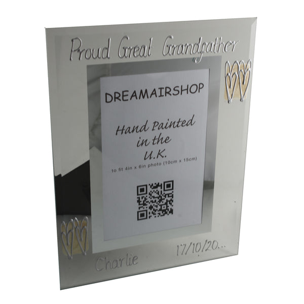 Personalised Proud Great Grandfather Frame: Portrait (P)(hearts)