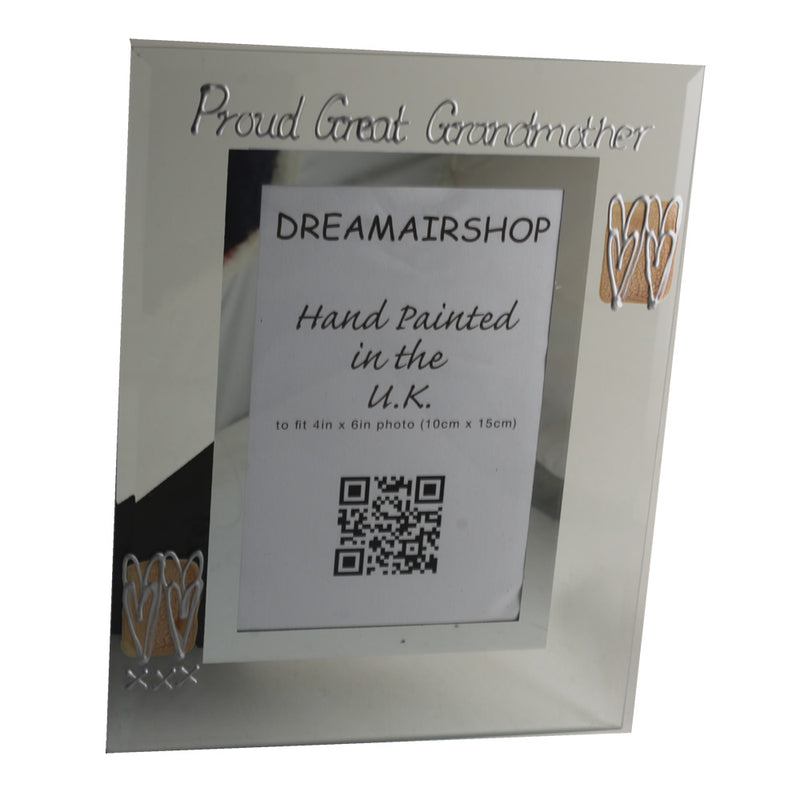 Proud Great Grandmother Photo Frame: Portrait (Coffee/Hearts)