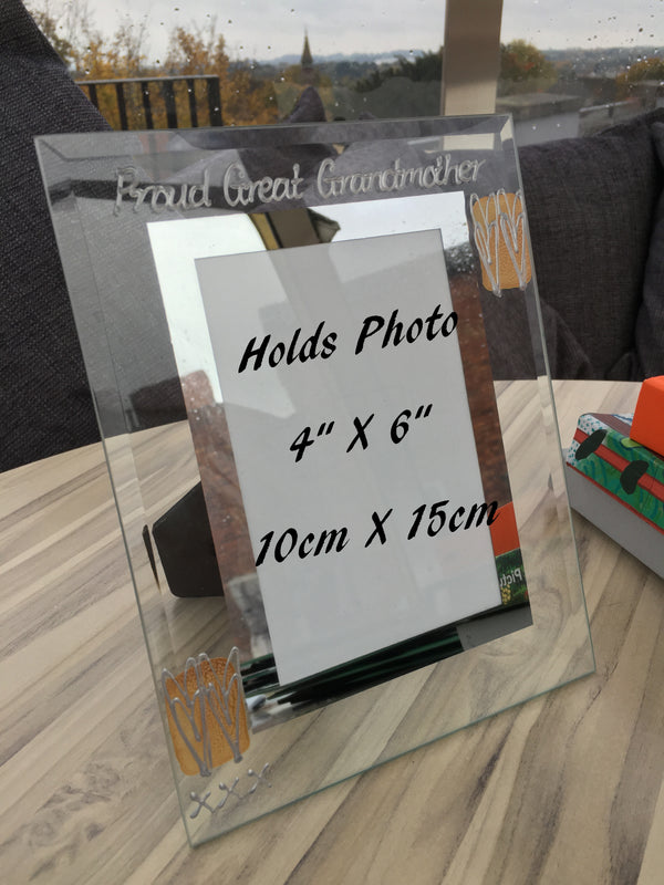 Proud Great Grandmother Photo Frame: Portrait (Coffee/Hearts)