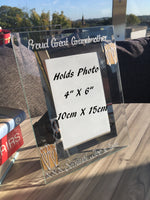 Proud Great Grandmother Photo Frame: Portrait (Coffee/Hearts)