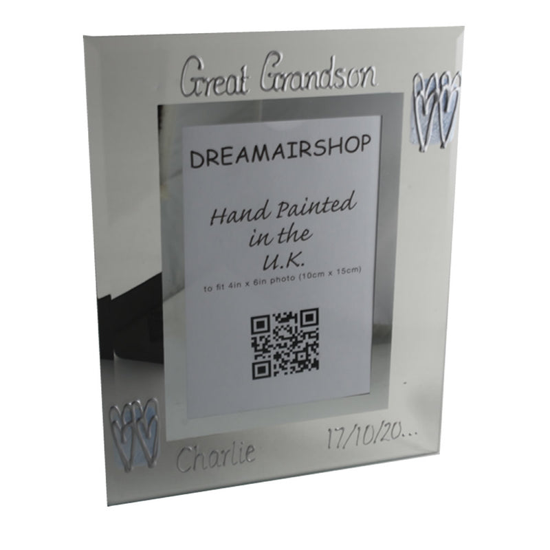 Personalised Great Grandson Photo Frame: Portrait (Hearts)