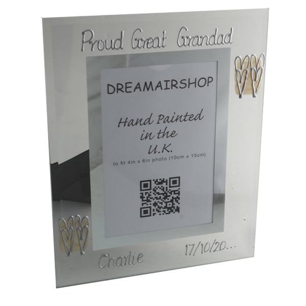 Personalised Proud Great Grandad Frame: Portrait (Hearts)