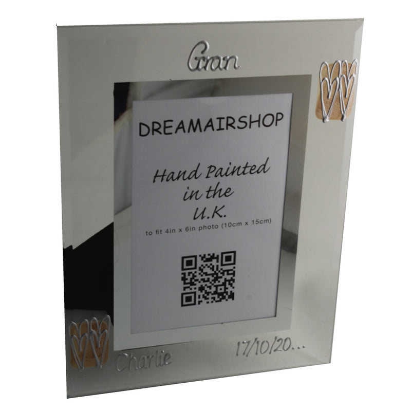 Personalised Gran Gift Photo Frame: Portrait (Coffee/Hearts)