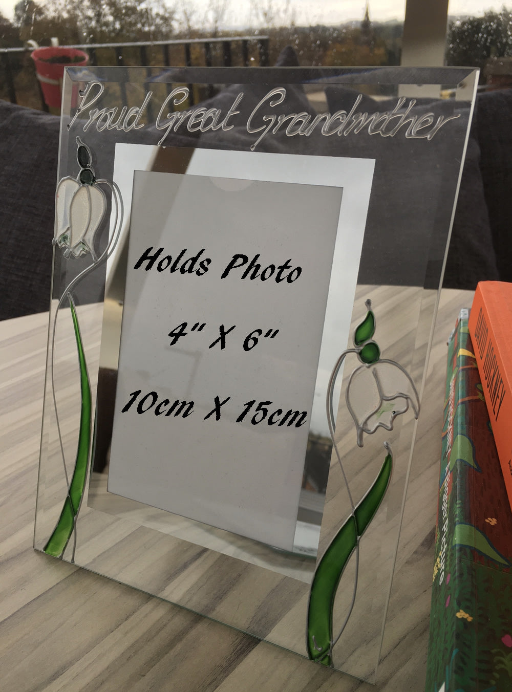 Snowdrop Flower Hand Painted Proud Great Grandmother Gift Photo Frame Portrait