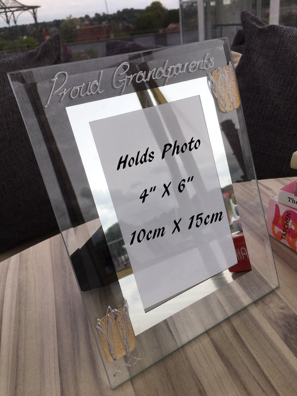 Proud Grandparents Photo Frame Portrait: (Coffee/Hearts)