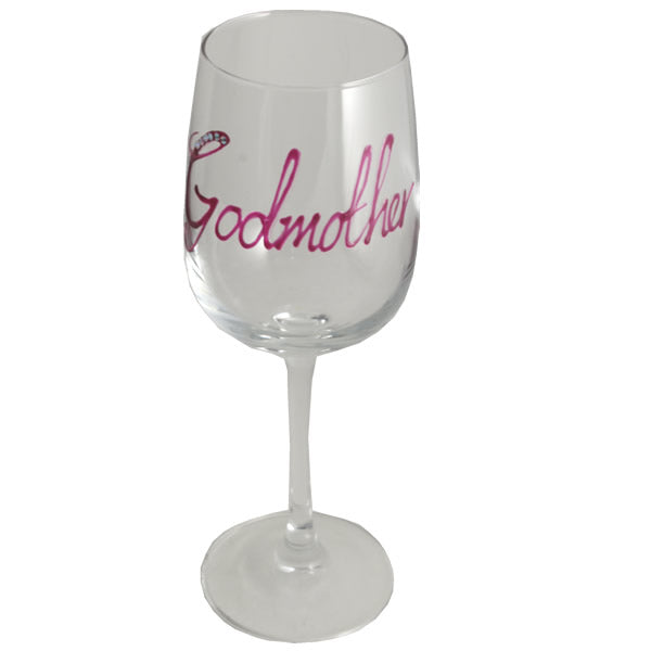 Godmother Design Gift Wine Glass: with Crystals (Magenta)