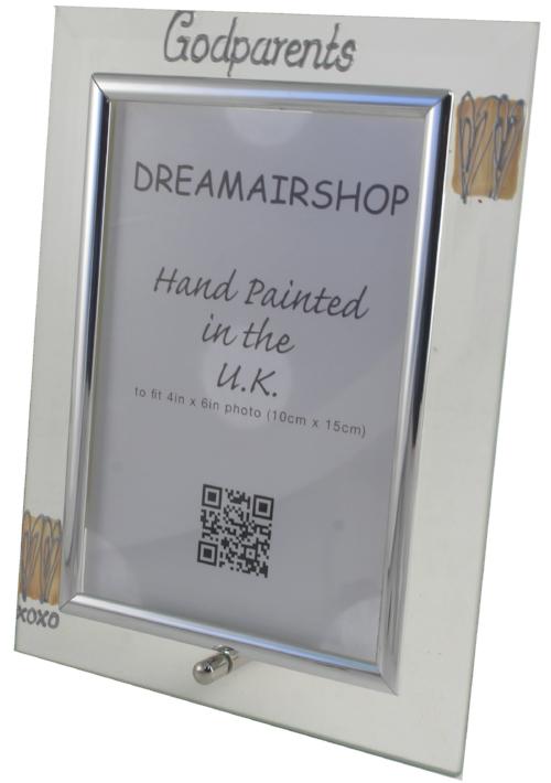 Godparents Design Gift Photo Frame: Portrait (Coffee/Hearts)