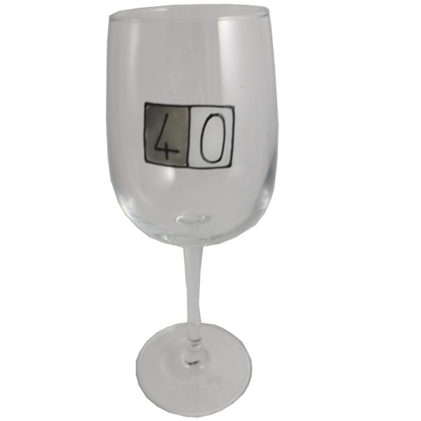 40th Birthday Wine Glass Grey Sq