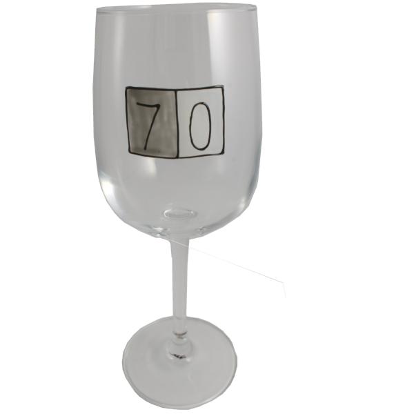 70th Birthday Wine Glass Grey Sq
