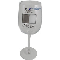 Personalised 50th Birthday Wine Glass: (Grey Sq)