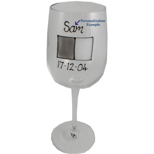 Personalised 50th Birthday Wine Glass: (Grey Sq)