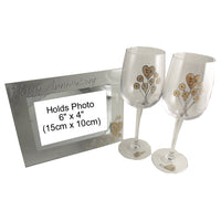 5th Wedding Anniversary Wine Frame: Gift Set (Flower)