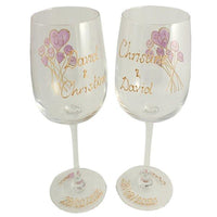 65th Wedding Anniversary Pair of Wine Glasses (Flower)