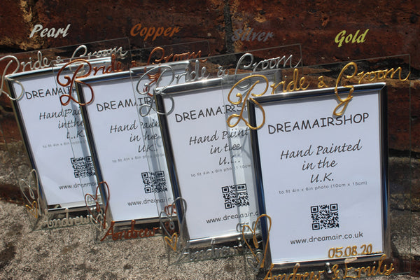 Personalised Bride & Groom Frame: Portrait (Copper) with crystals