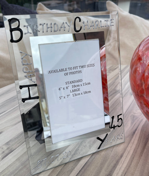 45th Birthday Gift Photo Frame: Portrait (Blk/Sil)