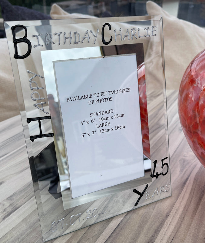 45th Birthday Gift Photo Frame: Portrait (Blk/Sil)