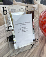 18th Birthday Gift Photo Frame: Portrait (Blk/Sil)