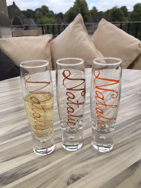 Personalised Gift Champagne Flute Glass: with Crystals (Copper)