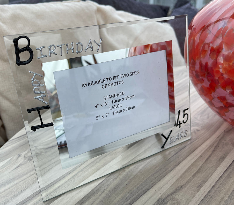 45th Birthday Gift Photo Frame: Landscape (Blk/Sil)