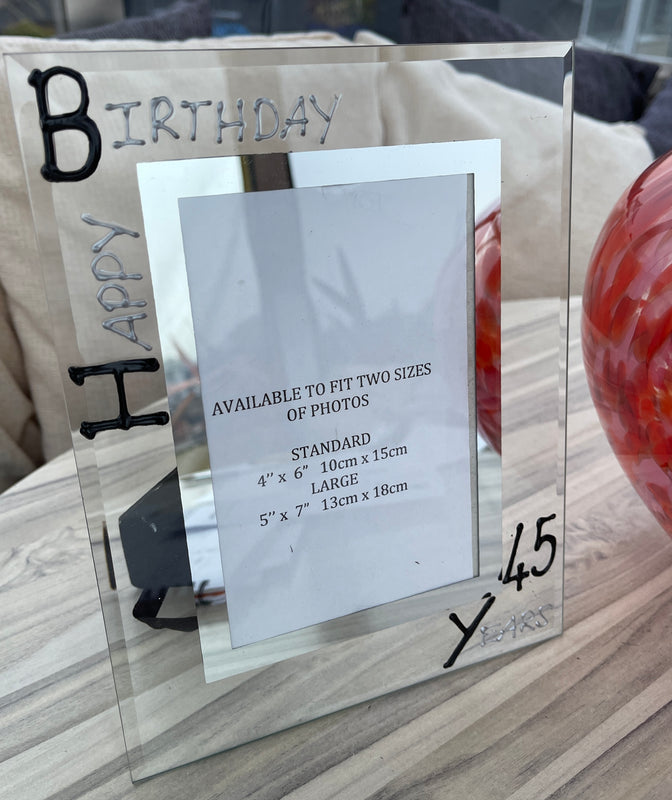 45th Birthday Gift Photo Frame: Portrait (Blk/Sil)