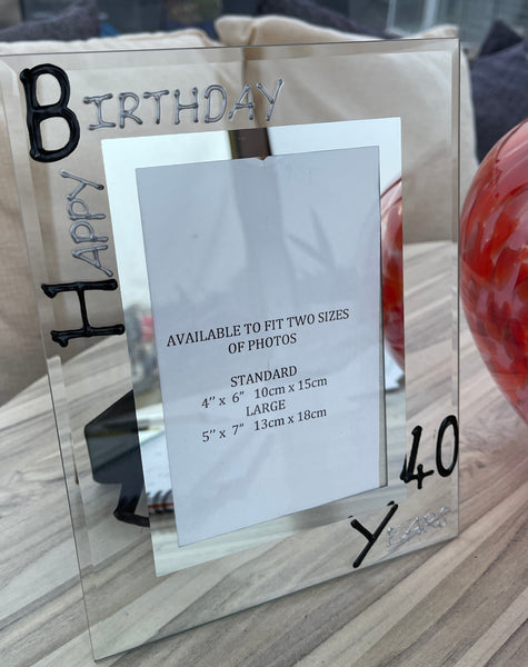 40th Birthday Gift Photo Frame: Portrait (Blk/Sil)