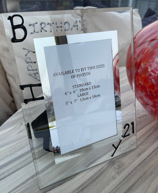 21st Birthday Gift Photo Frame: Portrait (Blk/Sil)
