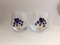 45th Wedding Anniversary Stemless Wine: Glasses and Frame Gift Set (Flower)