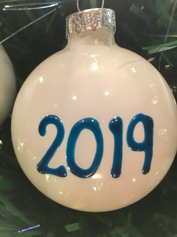 Personalised Baby's First Xmas Bauble: Turquoise