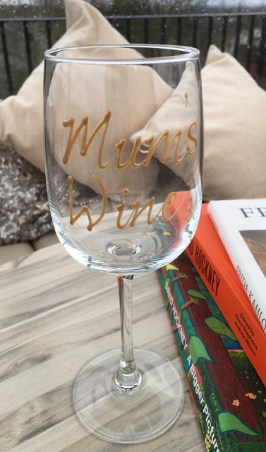Personalised Wording Gift Wine Glass: with Crystals (Gold)