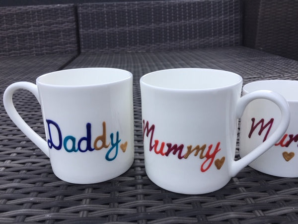 Personalised Mummy Fine Bone China 1 Pint Mug: (Multi Colour Pink)