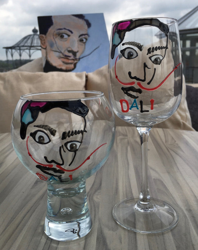 Salvador Dali Luxury Wine Glass: with Crystals x2