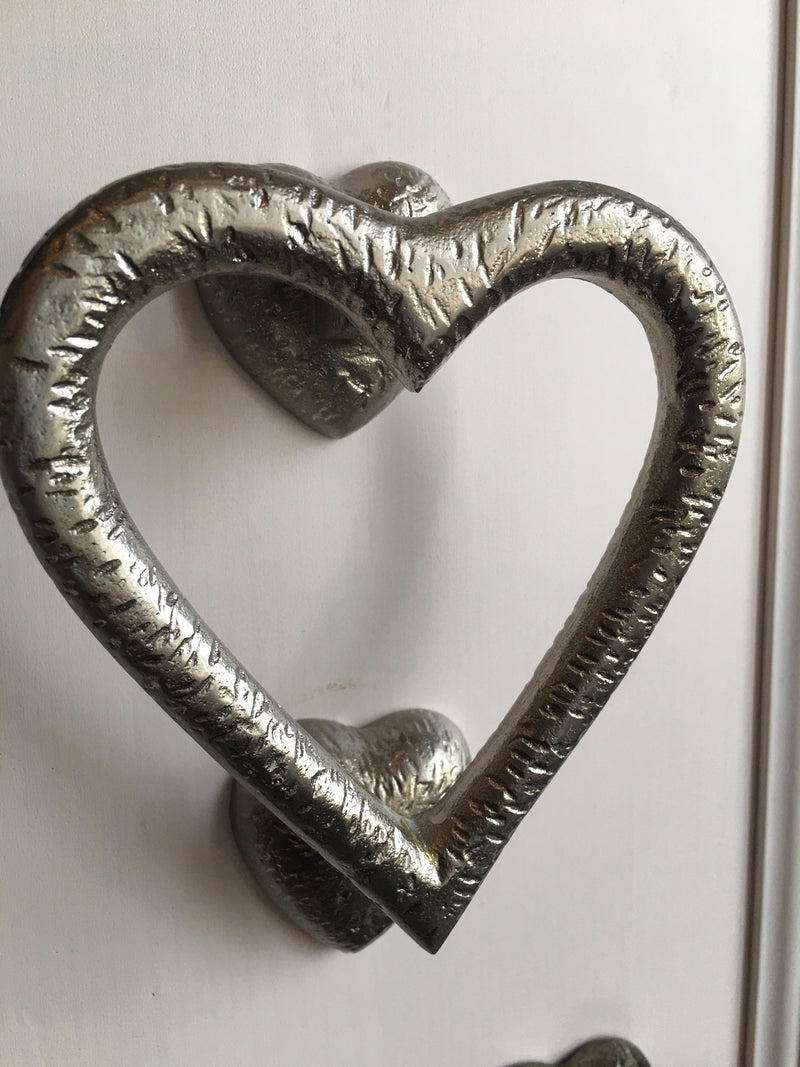 Heart Door Knocker Textured Silver