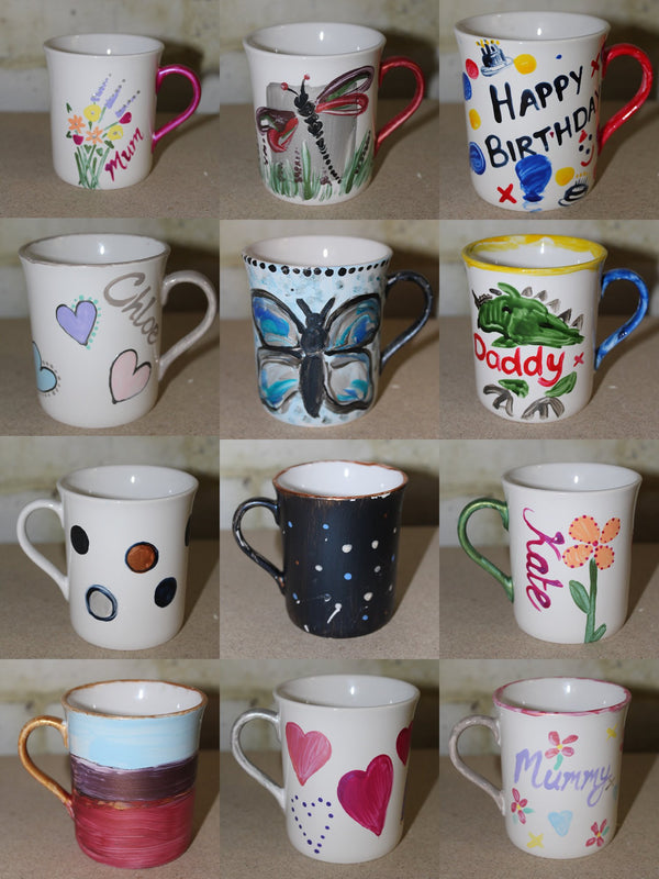 Paint Your Own Gift Mugs: with Gift Tag (2 mugs pastel)