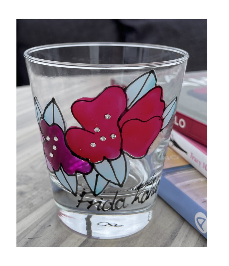 Frida Kahlo Flower Water Drinking Glass