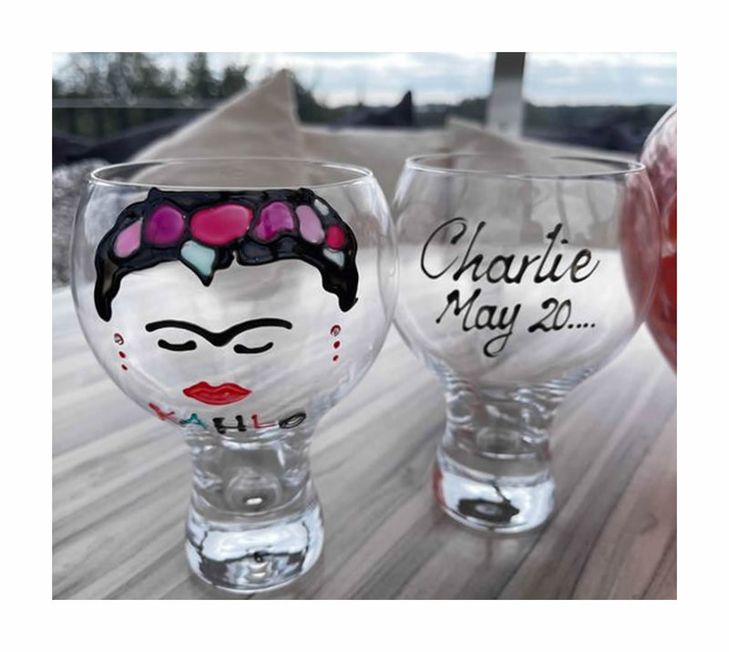 Personalised Frida Kahlo Gin and Tonic: Glass with Crystals
