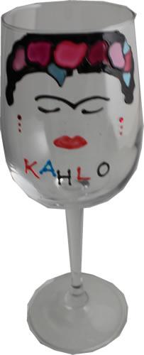 Frida Kahlo Luxury Wine Glass: with Crystals (Face) x 2