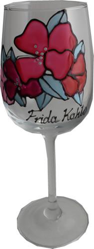 Frida Kahlo Luxury Wine Glass: with Crystals (Flower)