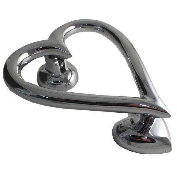 Heart Shaped Door Knocker (Brushed Chrome) End Of Line