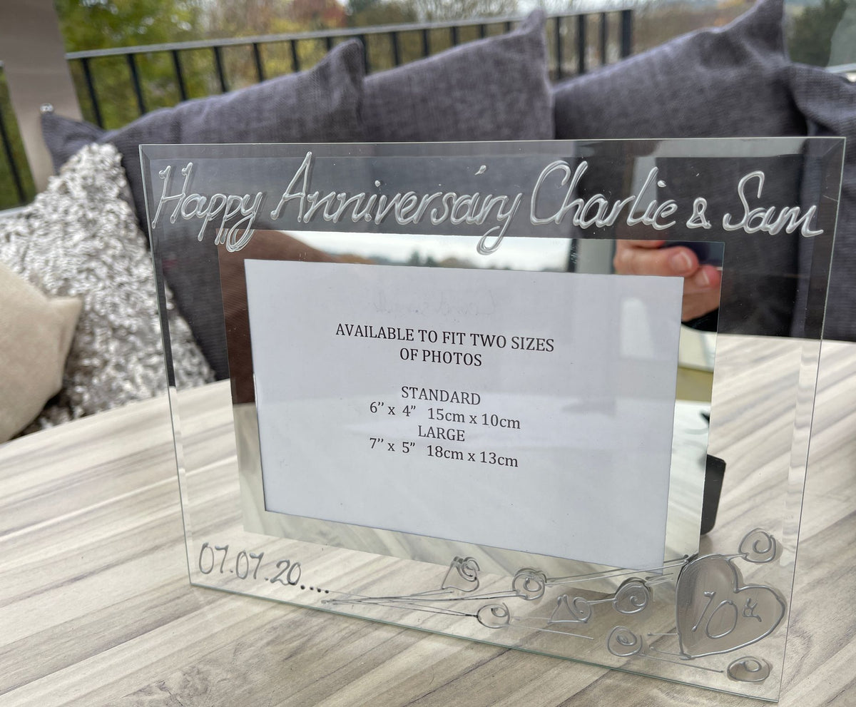 Personalised 10th Wedding Anniversary Photo Frame Land (Flower)