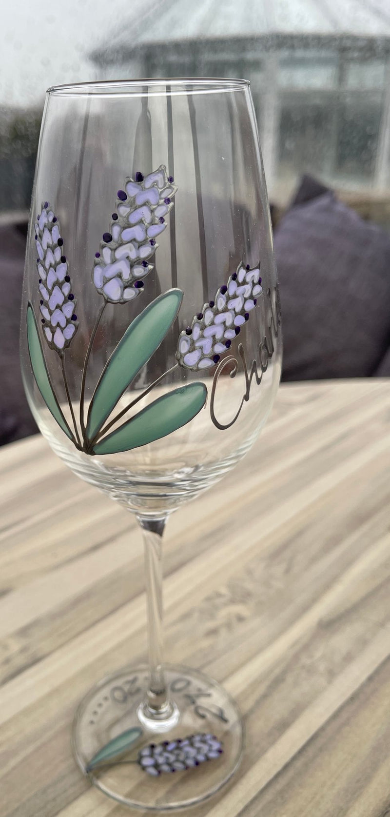 Personalised Lavender Wine Glass 
