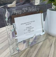 50th Birthday Gift Photo Frame: Landscape (Sweet Pea)