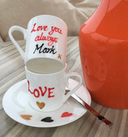 Love Hearts Valentines/Love Espresso Cup/Saucer and Spoon Gift