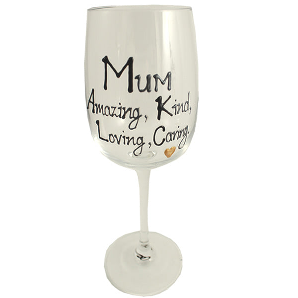 Mum Wine Glass (Black/Silver)