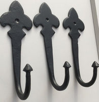 3 x Fleur de Lys Single Door/Robe Hooks